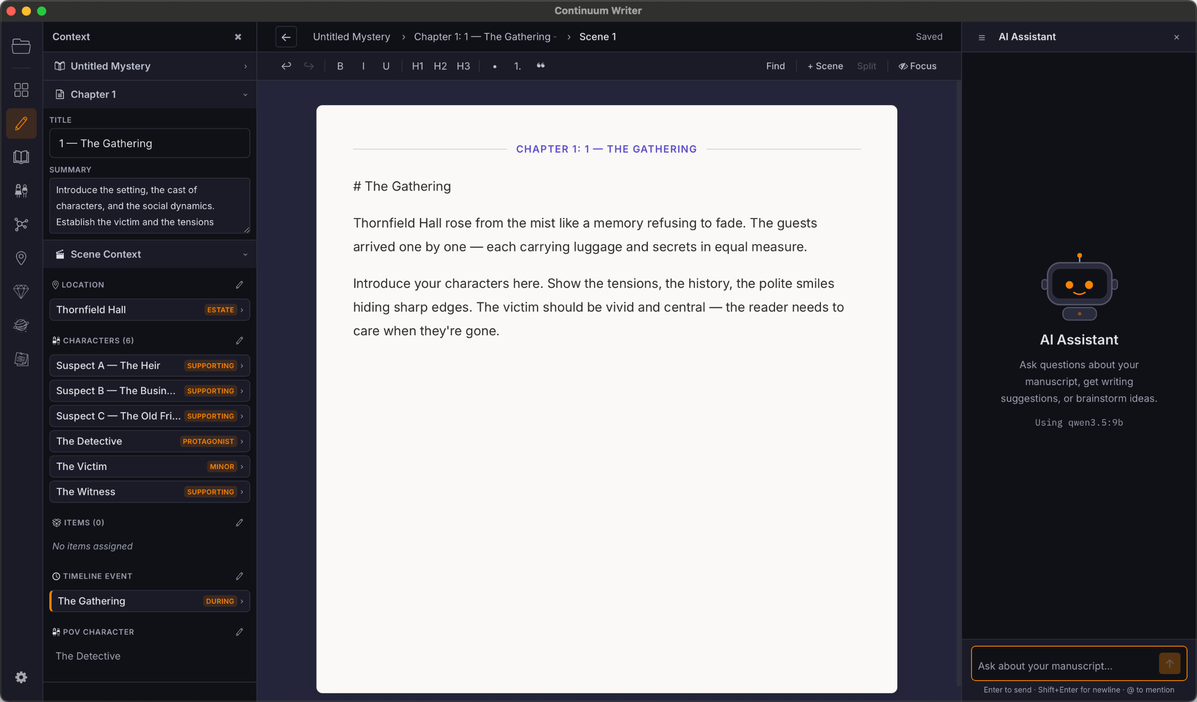 Continuum Writer project templates